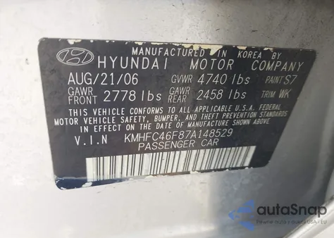 2007 Hyundai Azera Limited/Se from USA, damaged, VIN KMHFC46F87A148529